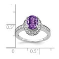 thumbnail image 3 of Solid 14k White Gold 8x6mm Oval Amethyst Purple February Gemstone Diamond Engagement Ring Size 7.5 (.276 cttw.), 3 of 6