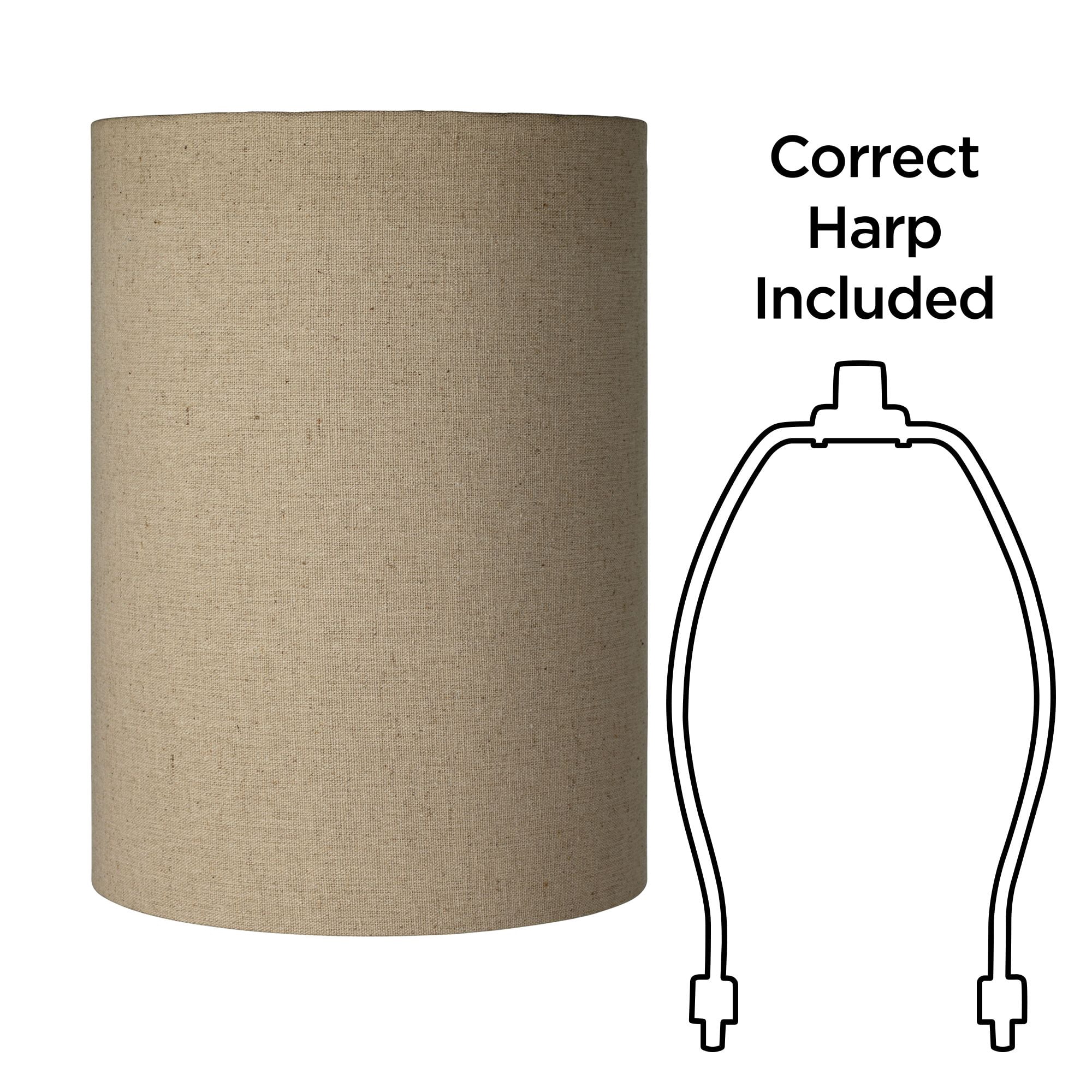 Springcrest Set of 2 Cylinder Lamp Shades Tan Small 8" Top x 8" Bottom x 11" High Spider with Replacement Harp and Finial Fitting