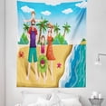 thumbnail image 1 of Travel Tapestry, Pattern of a Happy Family Chilling and Smiling Happily on the Beach by the Sea, Fabric Wall Hanging Decor for Bedroom Living Room Dorm, 5 Sizes, Multicolor, by Ambesonne, 1 of 1