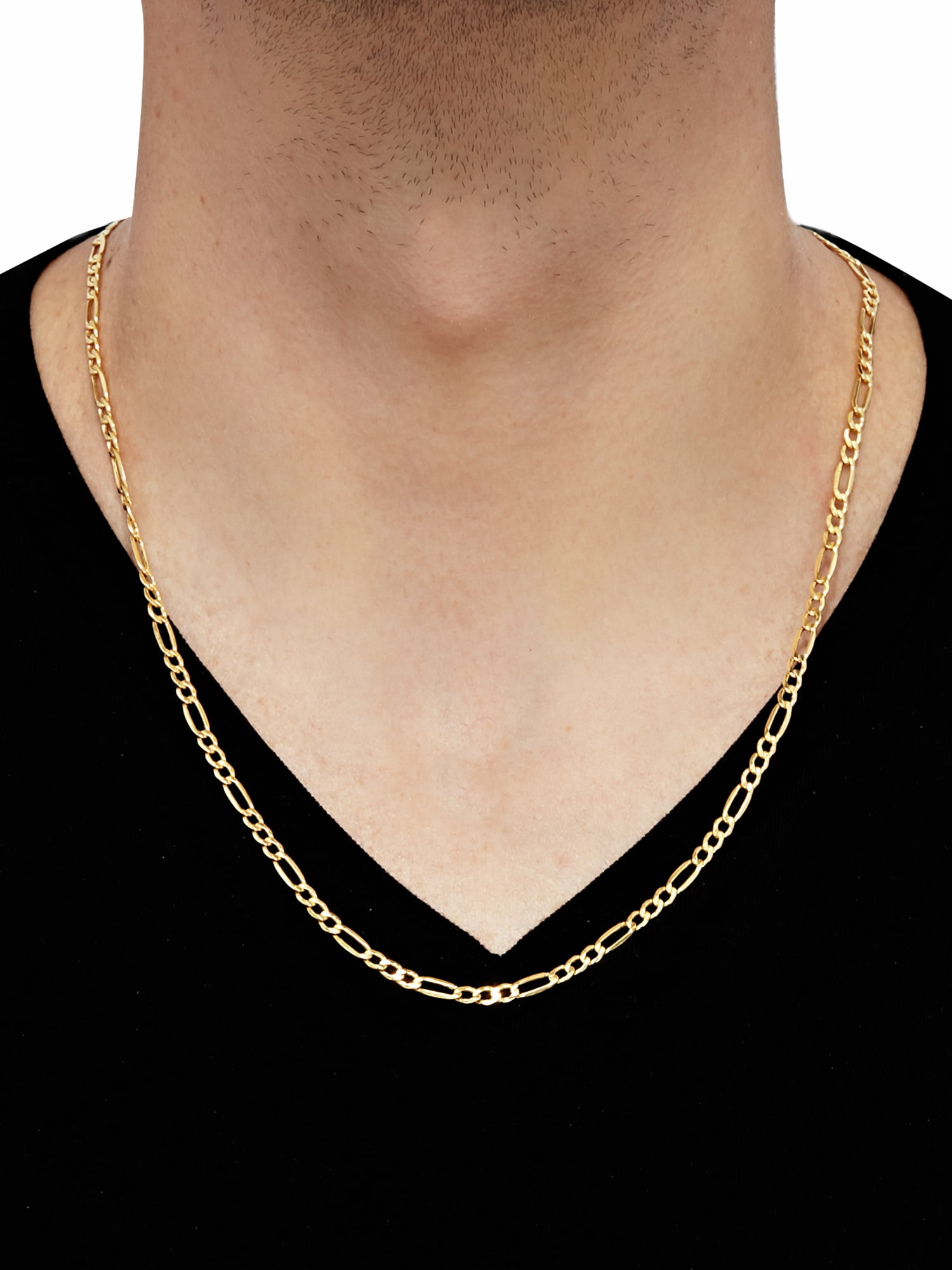 Brilliance Fine Jewelry 10K Yellow Gold 4.40MM Hollow Figaro Necklace, 22"