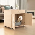 thumbnail image 4 of Pefilos 26" Hidden Cat Litter Boxes Enclosure Furniture with Sisal Scratching Doors, Cat House Suitable for Bedroom, Beige, 4 of 7