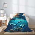 thumbnail image 2 of Disketp Hawaiian Ship Dolphin Cozy Flannel Fleece Throw Blanket: Has a velvety texture for All Seasons - Perfect for Women, Men, & Kids"60"x50", 2 of 6