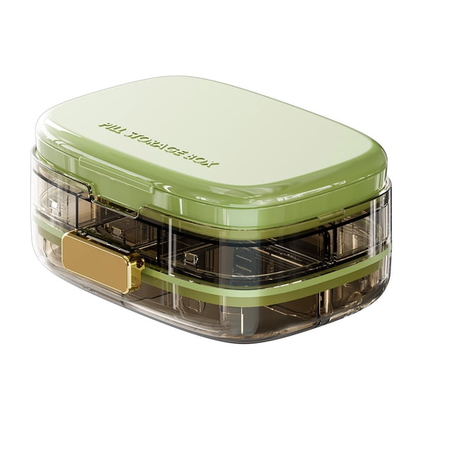 Pill Box Compact Weekly Pill Organizer with Sealing System Moisture-Proof Container Separate Compartments Pill Dispenser for Morning Noon Evening