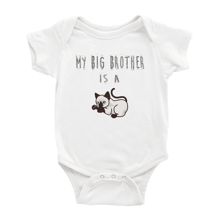 

My Big Brother Is A Siamese Cat Funny Infant Boys Girl Baby Bodysuit