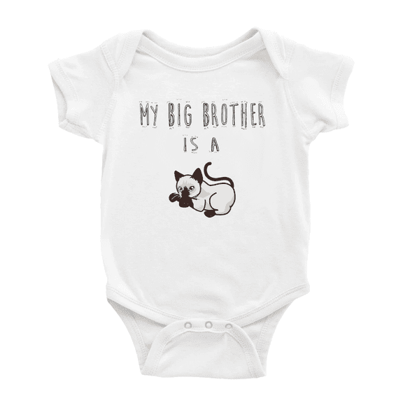 My Big Brother Is A Siamese Cat Funny Infant Boys Girl Baby Bodysuit