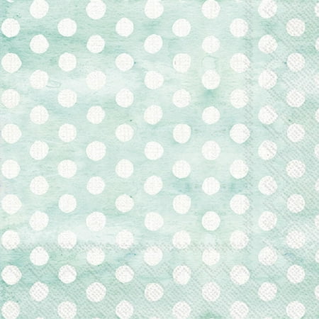 IHR Ideal Home Range Cocktail Napkins Disposable 3-Ply Paper Party Napkin Pack, 5" x 5", Flamingo Fever Dots (Turquoise), 20-Count