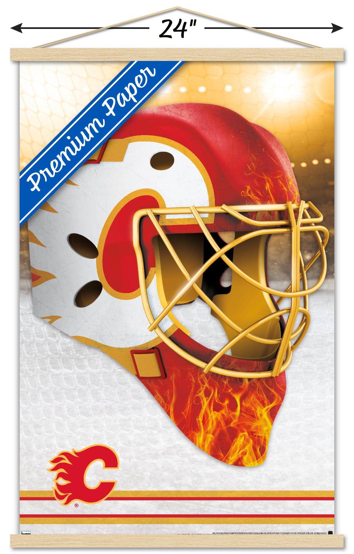 NHL Calgary Flames - Mask 20 Wall Poster with Wooden Magnetic Frame, 22.375" x 34"