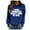 Blue, variant on Women Crew Neck Pullover Zip up Hoodie Women Cropped No Hood Women's Pullover Hoodie Letter Print Round Neck Top for Fall & Winter Xl
