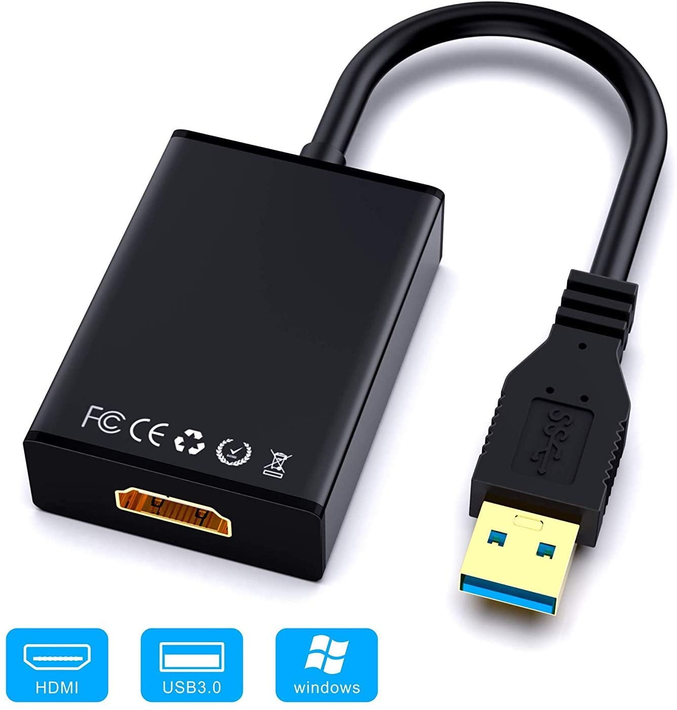 USB 3.0 to 1080P HDMI Audio Video Converter Cable Adapter Compatible with Windows 7/8/10 LAPUTA USB 3.0 to HDMI Adapter