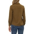 thumbnail image 4 of MODA NOVA Juniors Solid Shirts Long Sleeve Button Down Denim Shirt Brown M, 4 of 6