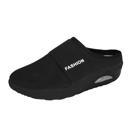 ZPYESWOW Women s Fashion Sneakers with Arch Support Knit Casual Comfort Outdoor Walking Air Cushion Slip on Orthopedic Walking Shoes Black 11