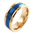 thumbnail image 5 of Tungsten Carbide Rings for Men Wedding Bands for Him 8mm Rose Gold Plated Brushed Blue, 5 of 6