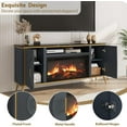 thumbnail image 3 of Vecenuy Fluted Fireplace TV Stand Up to 80" TVs, Modern Entertainment Center with 30" Electric Fireplace, Luxury Media Console with Adjustable Shelves for Living Room, Navy Blue, 3 of 8