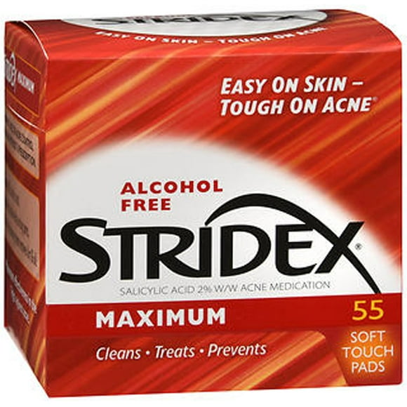 Stridex Maximum Strength Acne Control Soft Touch Pads, Alcohol-Free, 55ct