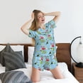 thumbnail image 5 of Pofeuu Flamingos And Tropical Plants Print Women's Pajama Set Short/Shorts Soft Button PJs Elastic Drawstring Waist Sleepwear-XX-Large, 5 of 6