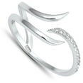thumbnail image 4 of White CZ Open Wave Pointed Adjustable Ring .925 Sterling Silver Band Jewelry Female Size 9, 4 of 4