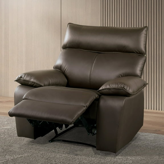 Furniture of America Hanety Brown Leather Match Recliner, FSC Certified