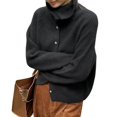 thumbnail image 5 of Cárdigan de cuello alto para mujer, suéter de lana pura 100%, suelto, grueso, base de Cachemira, abrigo de punto, tendencia, Otoño e Invierno, 5 of 5