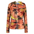 thumbnail image 6 of UPF 50+ Sun Protection Hoodie for Women - Tropical Floral Print Long Sleeve Zip Up Jacket with Thumbholes & Pockets, Lightweight Active Rash Guard Orange XXL, 6 of 6