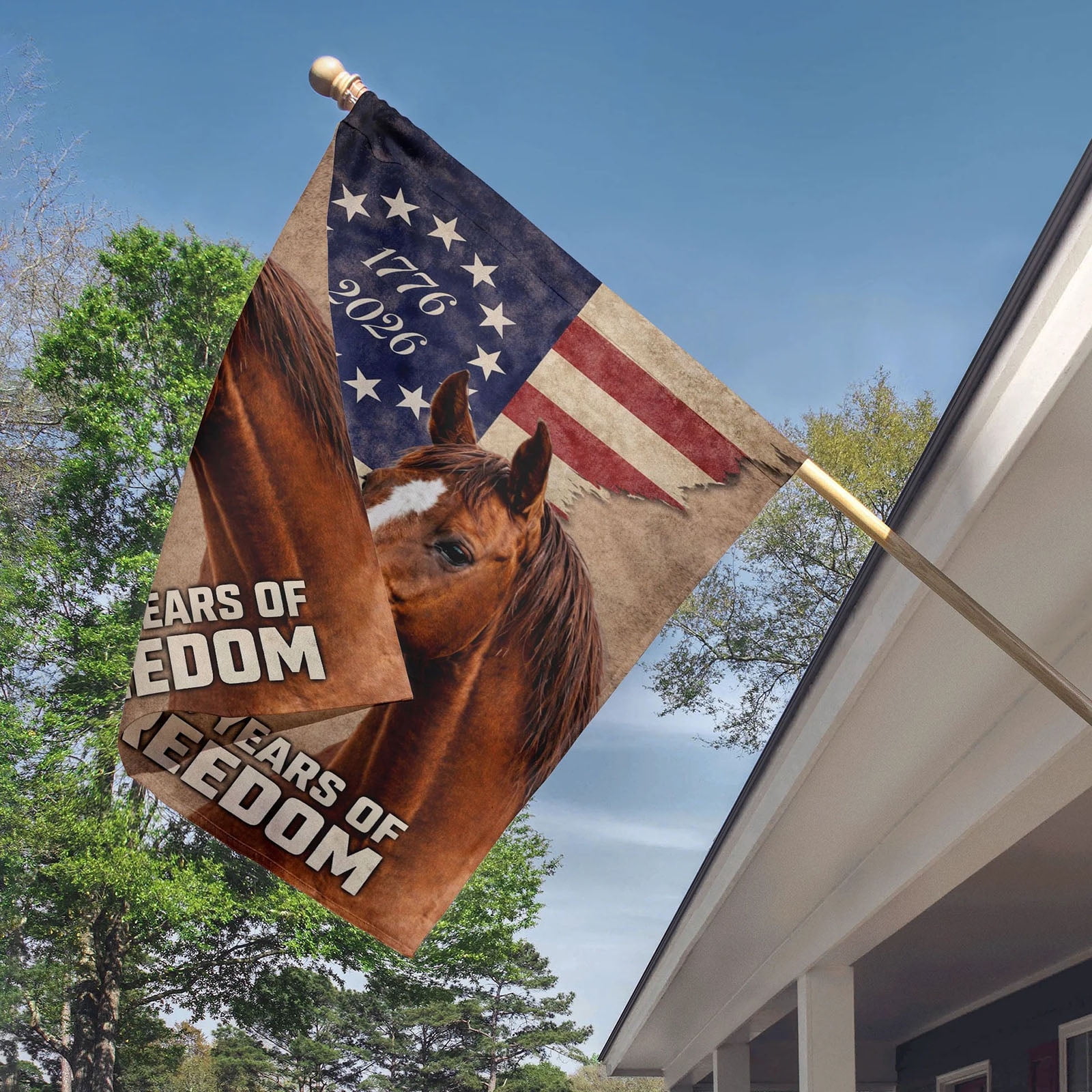 250 Anniversary USA Flag American Double Sided Garden Flag Patriotic Horse USA Flag 1776-2026 Outdoor Yard Decor Independence Day Decoration
