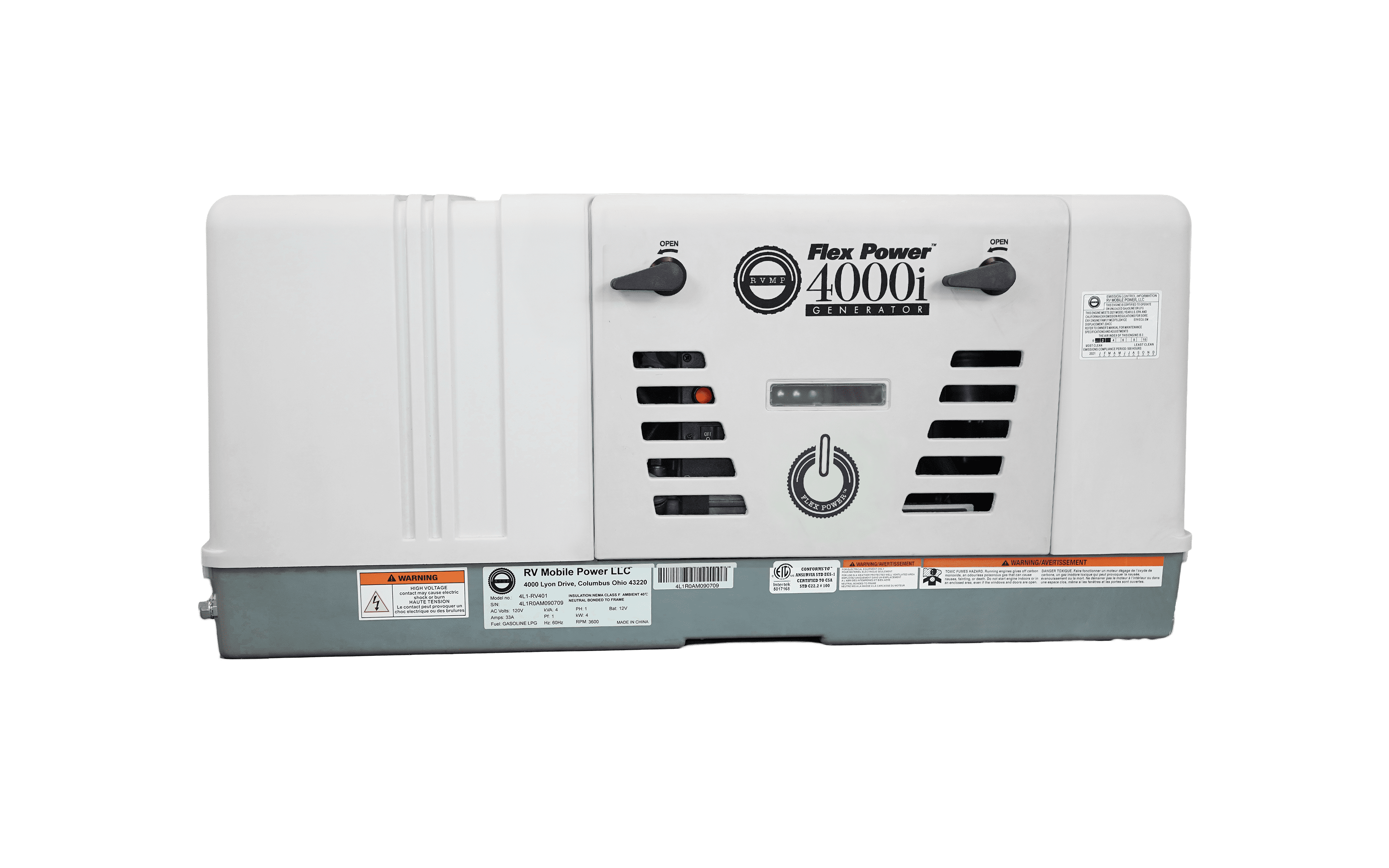 RVMP Flex Power 4000i 4000 Watt DualFuel Installed RV Generator