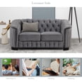 thumbnail image 5 of 64 inch Loveseat Sofa, 2-Person Velvet Couch with Button Tufted Back, Soft Tufted Seat with Thick Removable Seat Cushion, Mid Century Sofa with Rubber Wood Legs for Small Space, 5 of 9