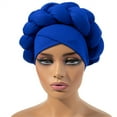 thumbnail image 2 of Weikingp Bandanas for Women Boho Braided Turban Hat African Turbans for Women Headwraps for Black Women Braid Silky Turban Hats Head Scarf Headbands for Women Hair Ties (Clearance) Blue, 2 of 5