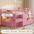 thumbnail image 6 of Low Loft Bed Twin Size with 6 Storage Drawers, Twin Metal Loft Beds with Desk, LED Lights and Storage Bookshelf, Modern Loft Bed Frame for Teens, Full-Length Guardrail & Ladder, Pink, 6 of 6