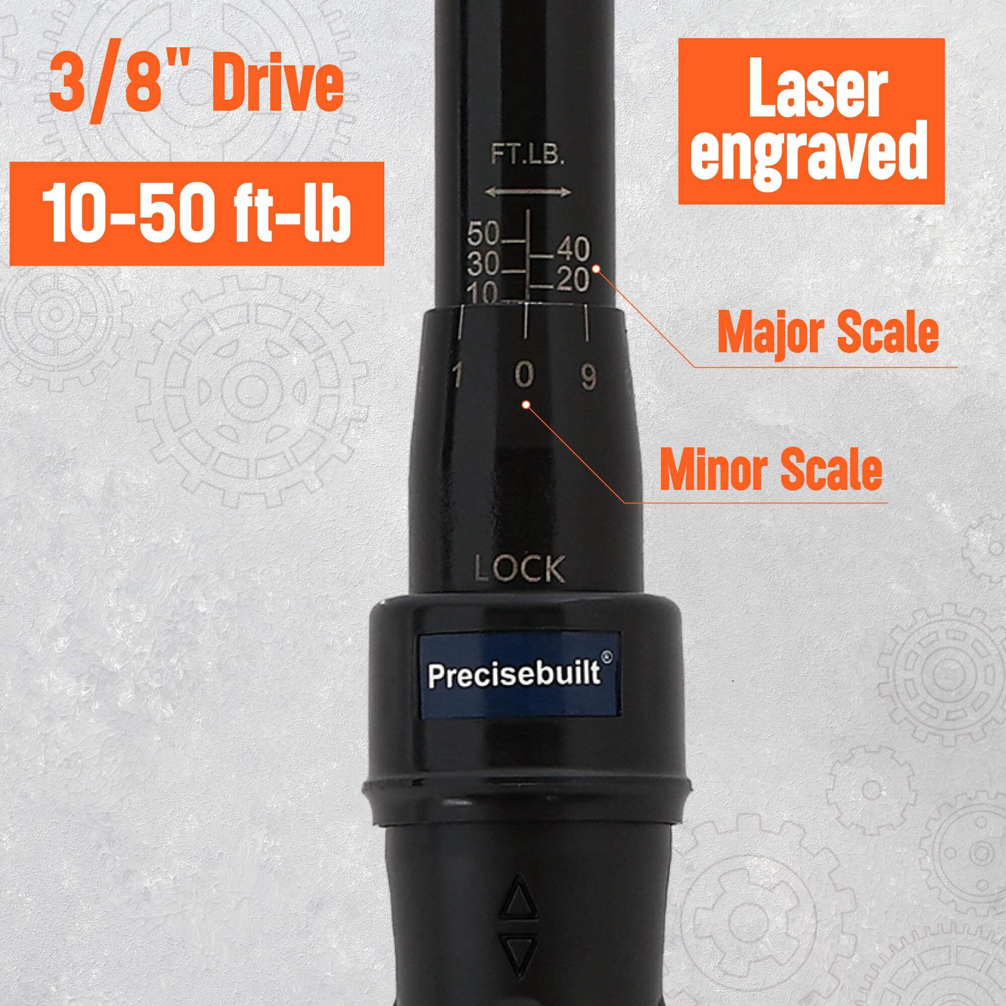 Precisebuilt 3/8" Drive 10-50 ft-lb Click Tech Torque Wrench