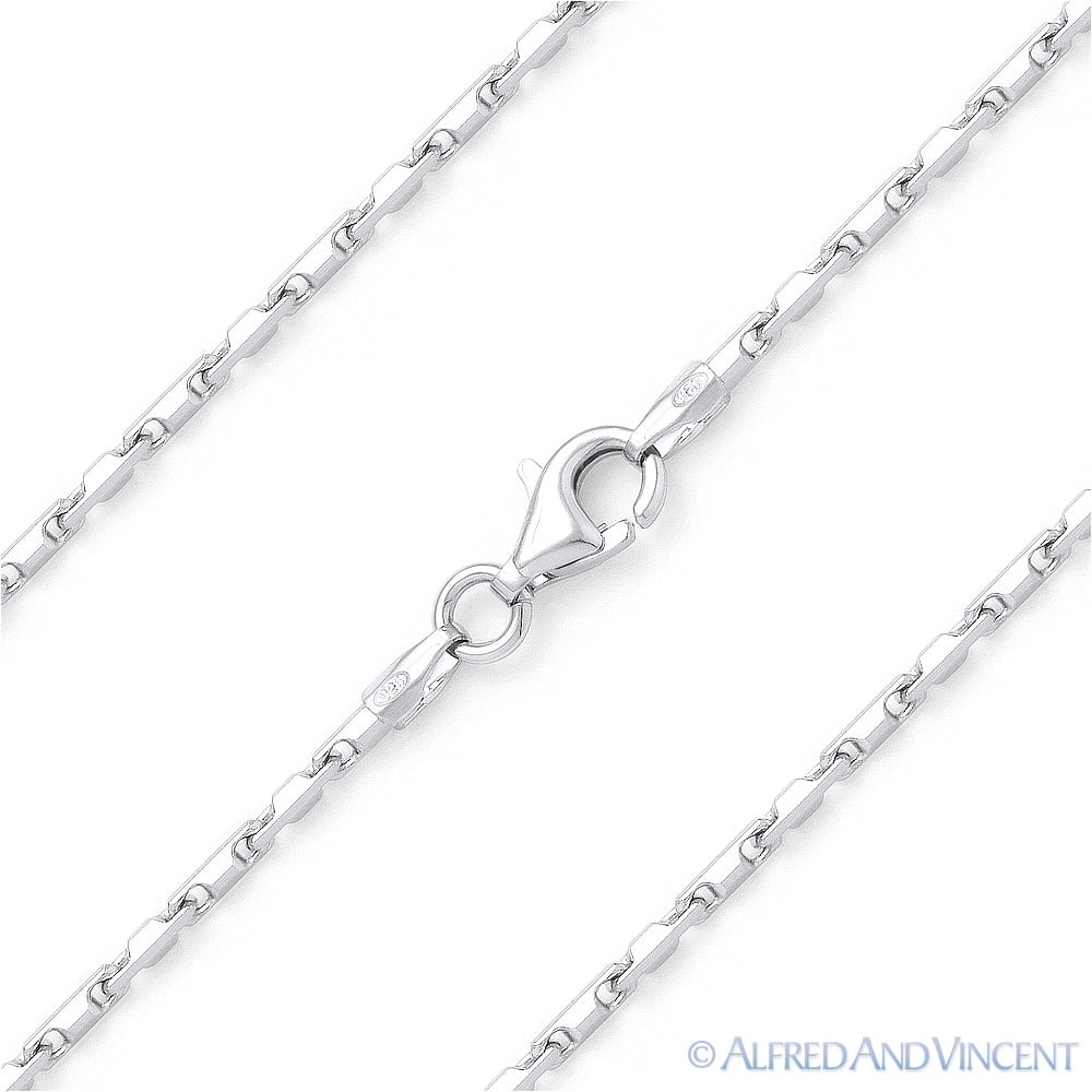 1.5mm Heshe Bar Link Italian Chain Necklace in .925 Sterling Silver