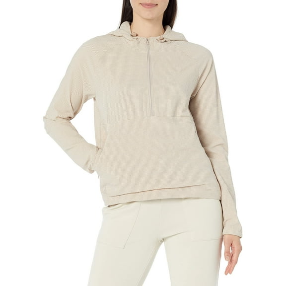 adidas Women's Standard Searsucker Quarter Zip Hoodie, Wonder Taupe, X-Small