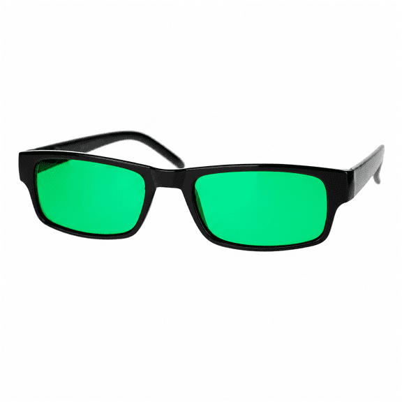 Black Rectangle Frame Green Lens Sunglasses Spring Hinge