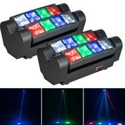 SAINSPEED Spider Moving Head DJ Lights, Disco Party Stage Lights Indoor, 8x10W RGBW Sound Activated DMX-512 Control Strobe Beam Lighting for Christmas Party Pub Festival Wedding Event Show, 2 Pack