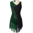 thumbnail image 4 of Aiihoo Womens Figure Skating Dance Dress Sparkly Color Block Sleeveless Skirted Leotard Dress Green M, 4 of 7