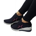 thumbnail image 3 of Womens Fashion Platform Trainers Ladies Sneakers Slip On Walking Gym Shoes Navy Blue 8.5, 3 of 3