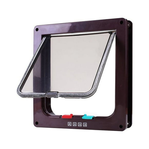 Methold Puerta con cerradura de 4 vías para mascotas, resistente a la intemperie, duradera, con solapa de seguridad para perros y gatos Perchas para gatos
