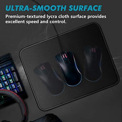 TONOS Mouse Pad 3 Packs, Basic Black Mouse Pad for Desk 11 x 8 3/4 x 1/8 in with Urtra-Smooth Surface, Stitched Edges and Non-Slip Rubber Base. Computer Mouse Pads for Laptop & PC, Gaming & Working.