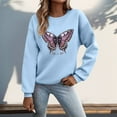 thumbnail image 2 of Tthxqing Womens Graphic Sweatshirts Trendy Butterfly Printed Pullovers Long Sleeve Plus Size Crew Neck Fall Tops X_Light Blue L, 2 of 4