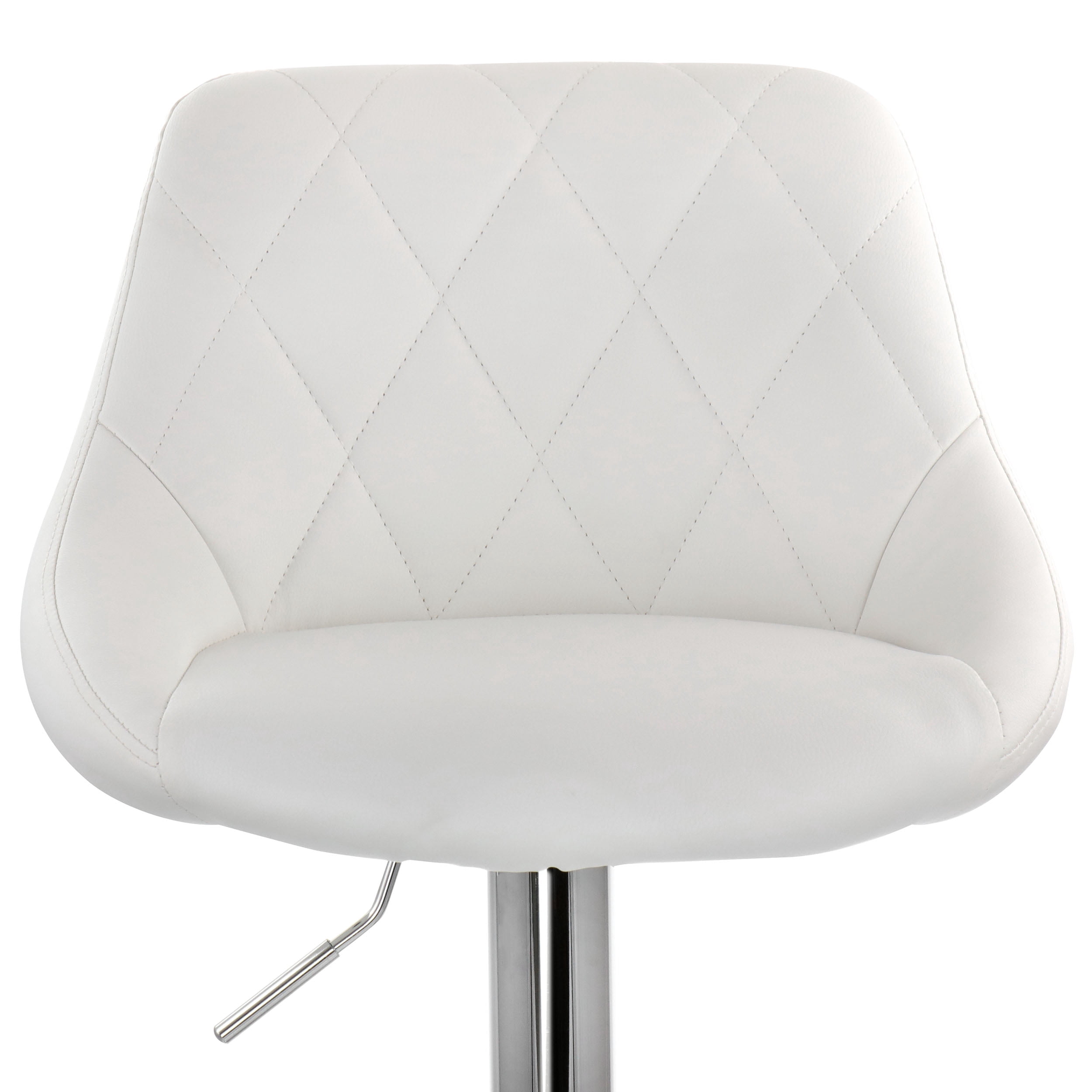 Elama Bar Stool with Adjustable Height & Swivel, White and Chrome, Set of 2
