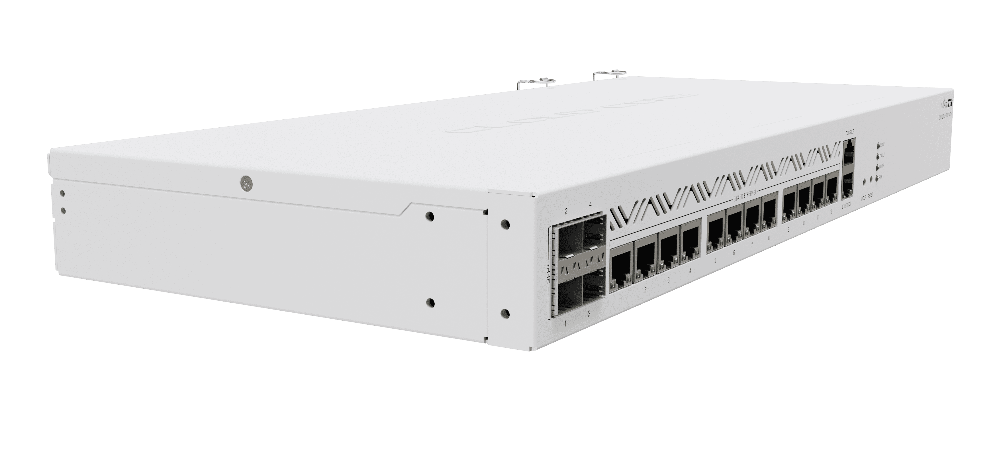 MikroTik CCR2116-12G-4S+ 16-Core ARM Router | 4x 10G SFP+ Ports | 12x Gigabit Ethernet | M.2 PCIe Slot | High-Performance Routing, Layer 3 Hardware Offloading, Dual Redundant Power Supply
