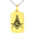 thumbnail image 3 of Stainless Steel Freemasons Masonic Royal Compass Engraved Small Rectangle Dog Tag Charm Pendant Necklace, 3 of 4
