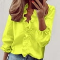 thumbnail image 2 of Juebong Womens Summer Long Sleeve Ruffle V-Neck Blouse Shirt Plus Size Loose Fit Casual Trendy Solid V-Neck Tops and Blouses, 2 of 4
