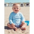 thumbnail image 4 of BemeyourBBs Toddler Baby Girl Swimsuit Newborn Infant Bathing Suit One-Piece Swimsuits Flower Striped Rash Guard Long Sleeve Zipper Swimwear Summer Beach Wear, 4 of 9