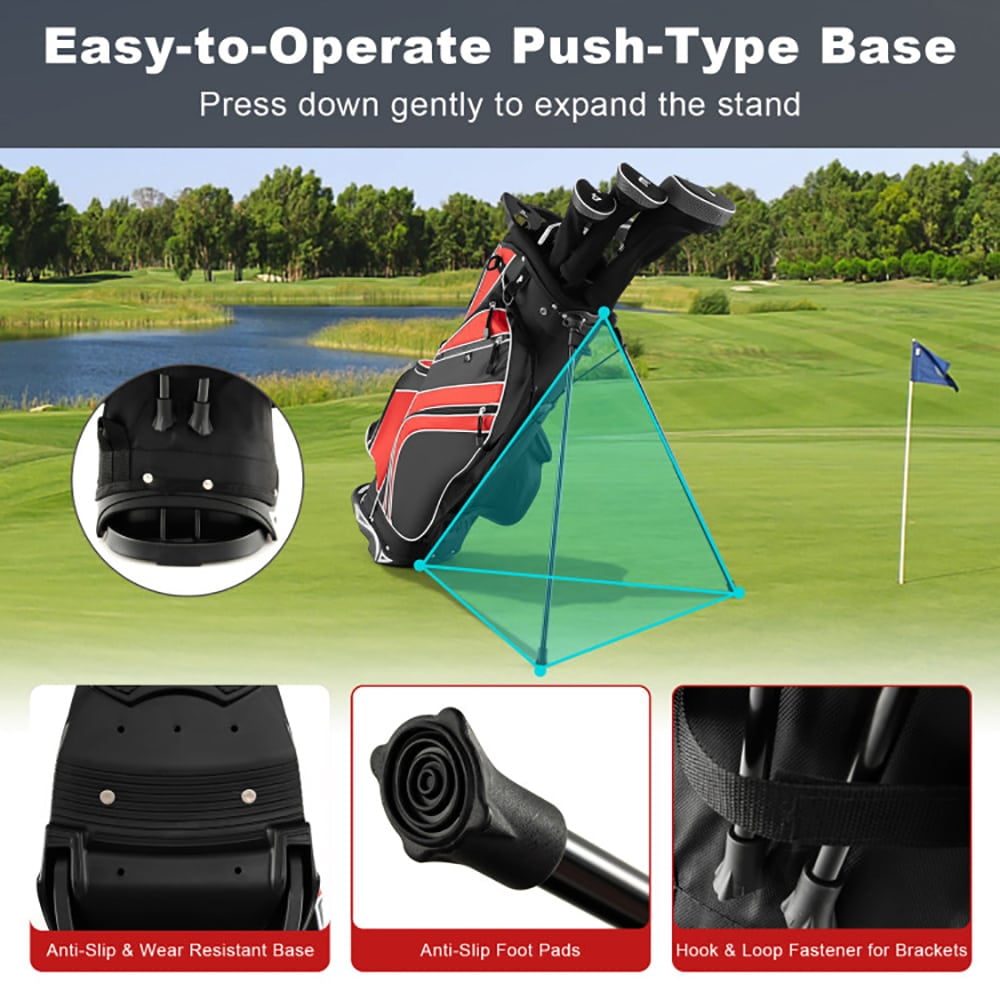 GVN Golf Stand Bag, Lightweight Golf Bag,Golf Stand Cart Bag with 6-Way Divider Carry Pockets-Red