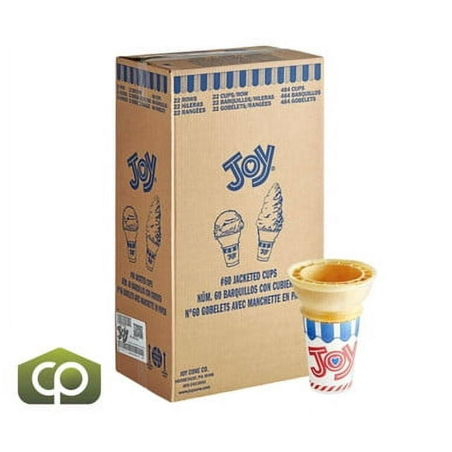 JOY #60 Flat Bottom Jacketed Cake Cone – Touchless Paper Hygiene Sleeve & Self-Standing Mid-Format Wafer, Professional 484/Case Commercial Master Pack