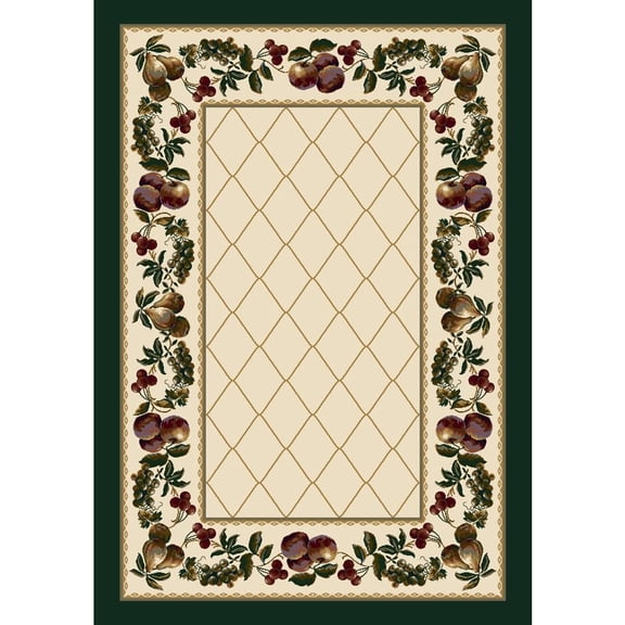 Milliken Signature Area Rug FRUIT MEDLEY OPAL Fruit Medley Opal Leaves Garlands 3' 10" x 5' 4" Oval