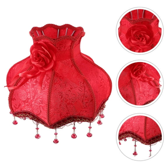 PBPBOX European Style Red Cloth Lamp Shade for Table and Desk Lamps with Soft Light