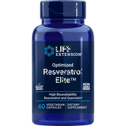 Life Extension Optimized Resveratrol Elite - Live a Long, Healthy Life with Trans-Resveratrol & Quercetin - Gluten-Free, Non-GMO - 60 Vegetarian Capsules (2-Month Supply)