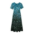 thumbnail image 3 of Fankiway Robe Longue Ample à Manches Courtes avec Poche et Col Rond Imprimé pour Femmes Rondes Robes de Printemps pour Femmes 5739, 3 of 4