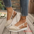 thumbnail image 3 of Espadrilles Wedge Sandals for Women Slip on Closed Toe Shoes with Rhinestone Glitter Straps Stylish Everyday Comfortable Party Heels White Size 9, 3 of 5